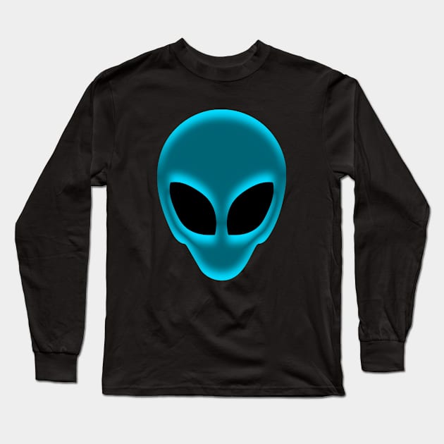 We Are Not Alone - Dark Aqua Alien Long Sleeve T-Shirt by CanaryKeet